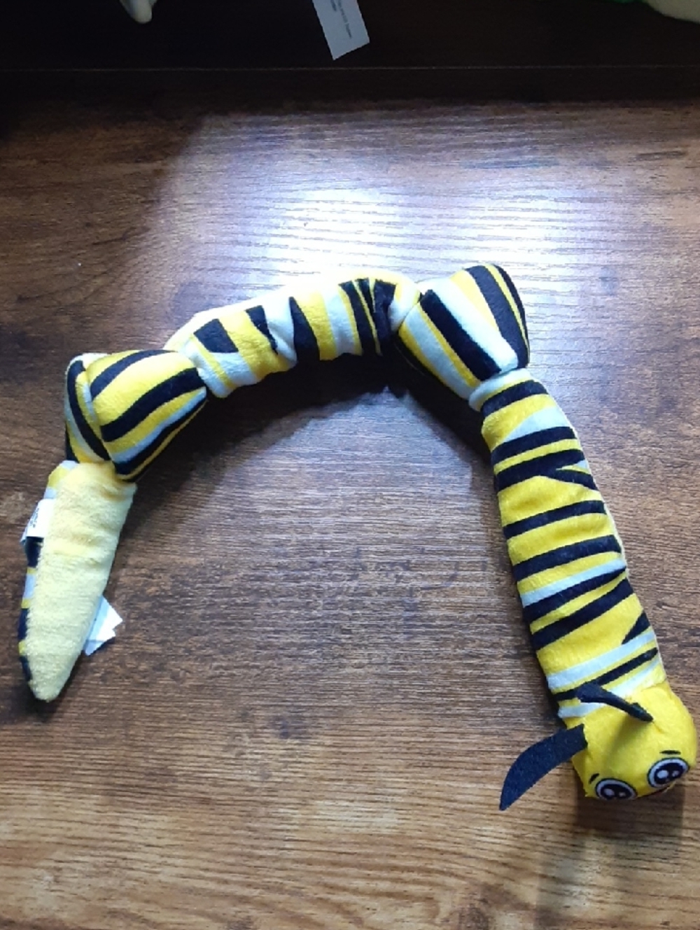 Striped Yellow & Black Squeaky Plush Dog Toy